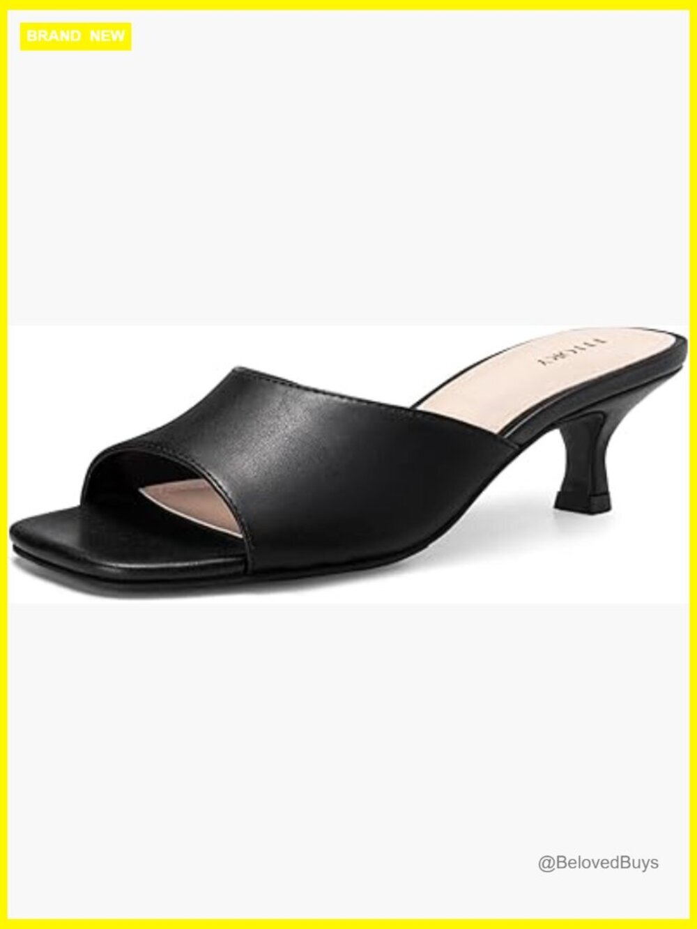 Kitten Heel Sandals Square Open Toe Slides Elastic Strap Size 6-11